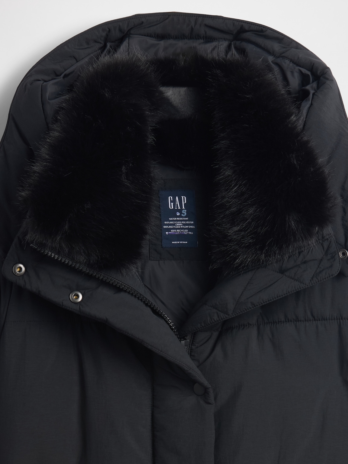 Faux Fur-Trim Midi Puffer Jacket