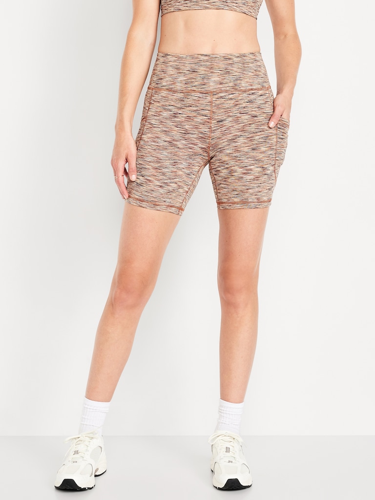 High-Waisted PowerSoft Pocket Biker Shorts -- 6-inch inseam