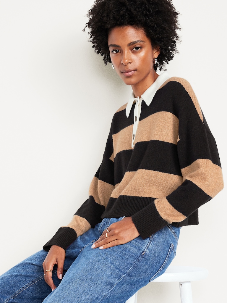 SoSoft Crop Polo Sweater
