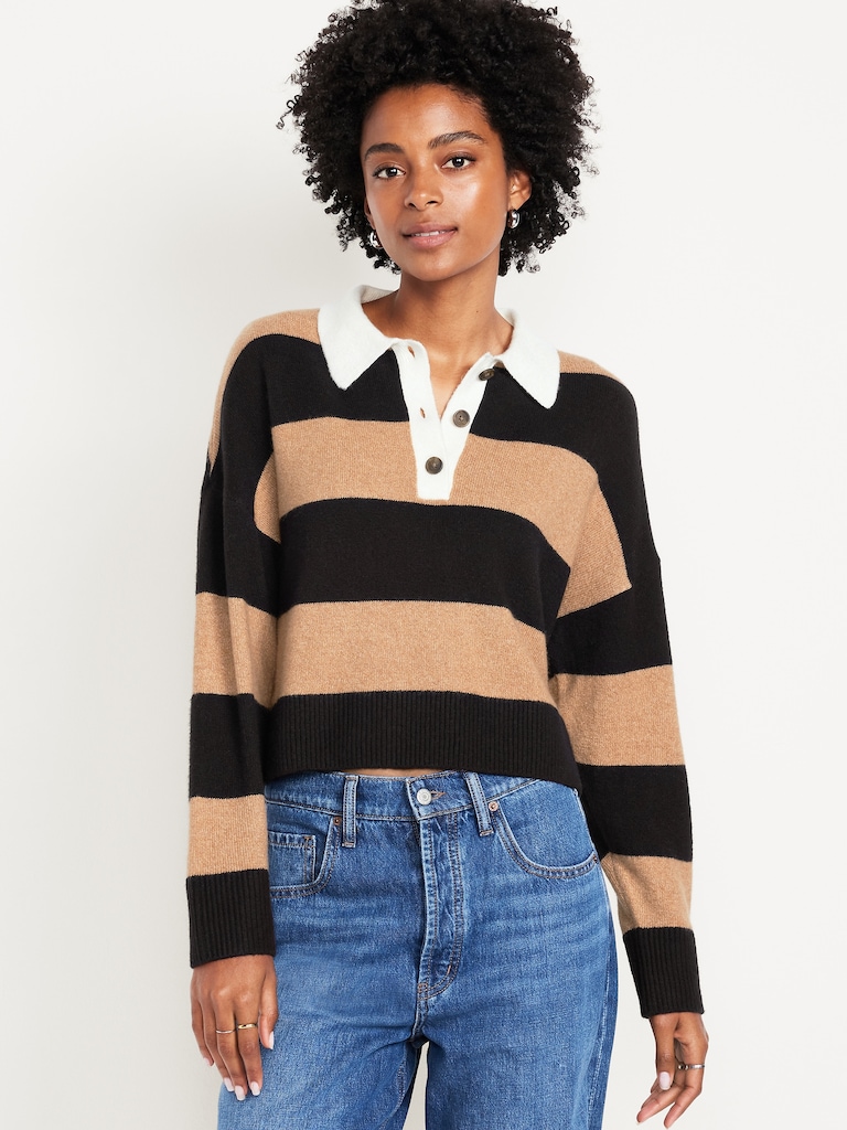 SoSoft Crop Polo Sweater
