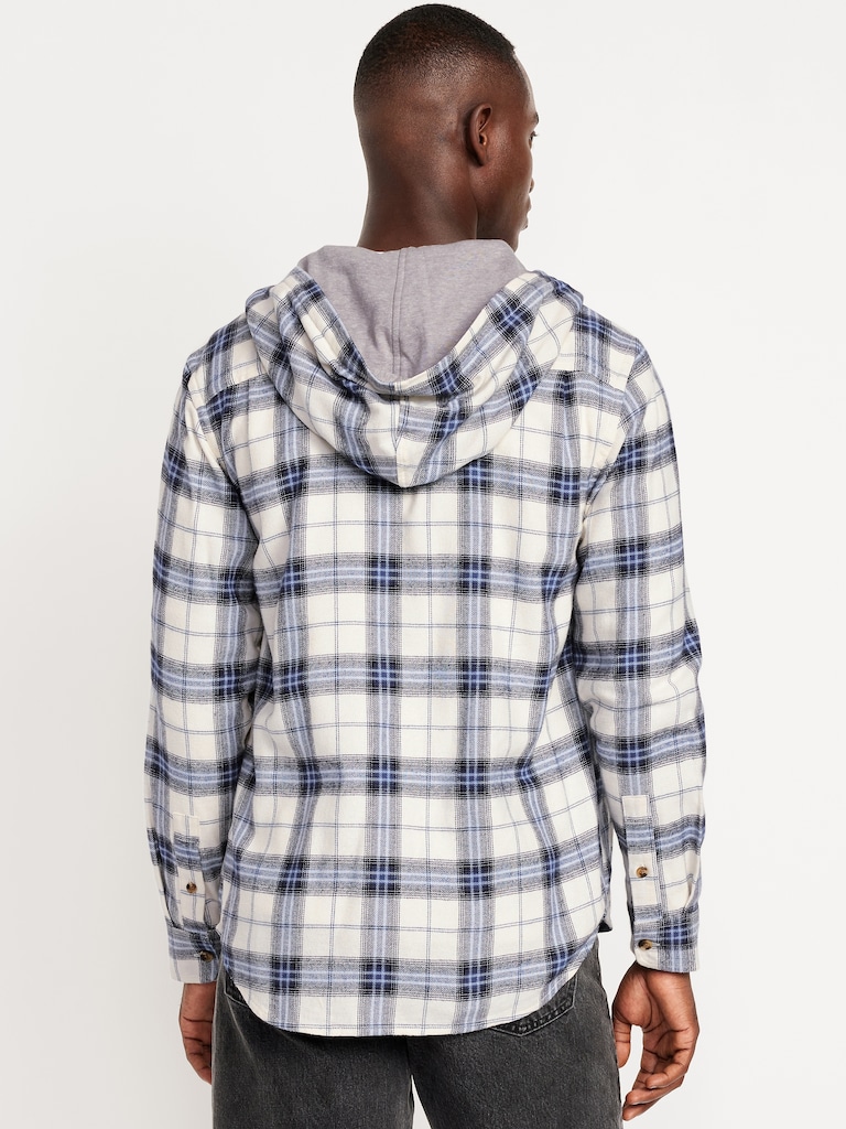 Hooded Plaid Flannel Shirt