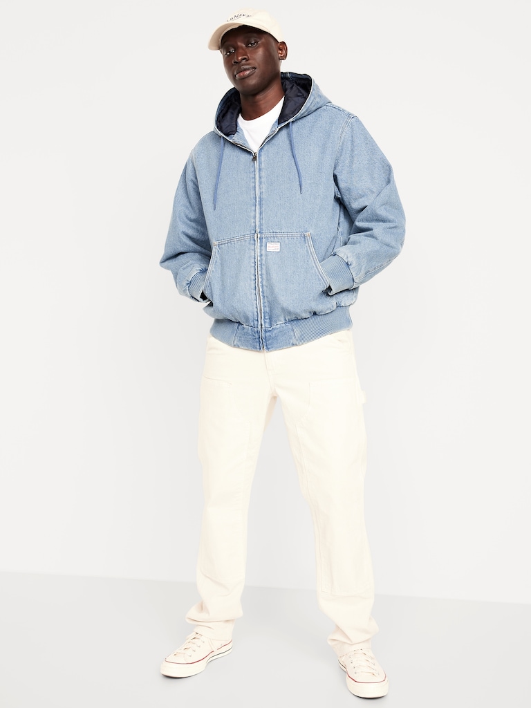 Oversized Denim Zip Hoodie