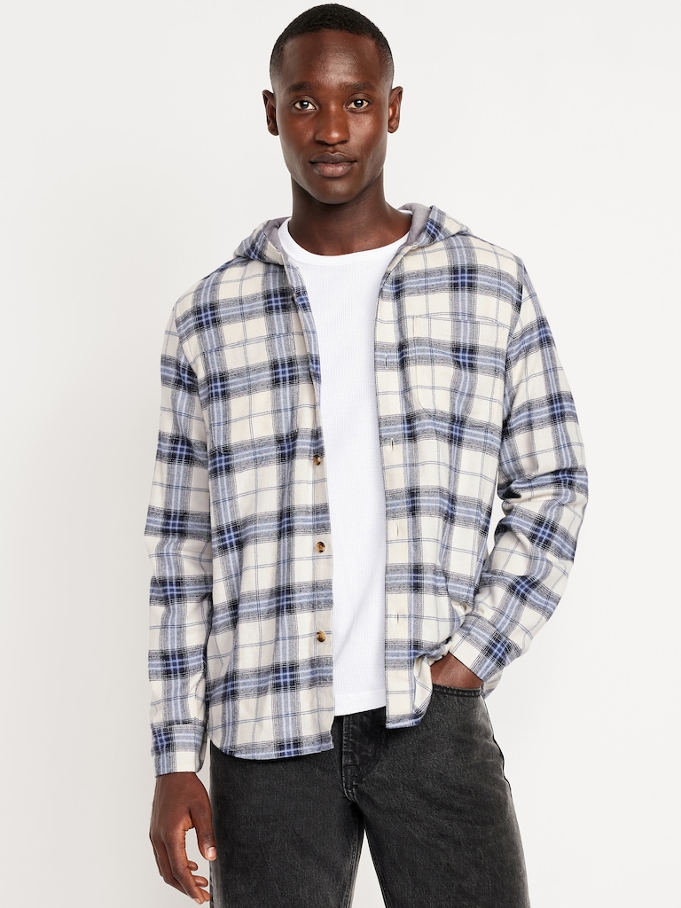 Hooded Plaid Flannel Shirt