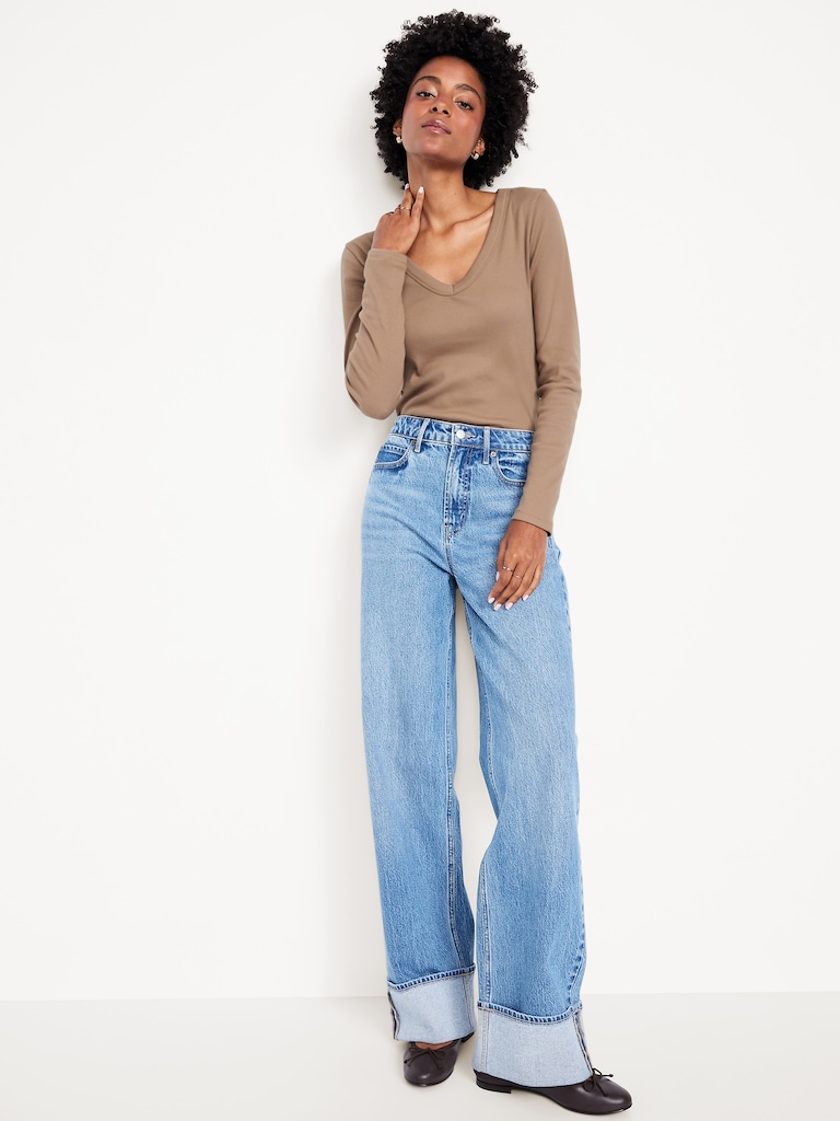 Cozy Snug Long-Sleeve V-Neck T-Shirt