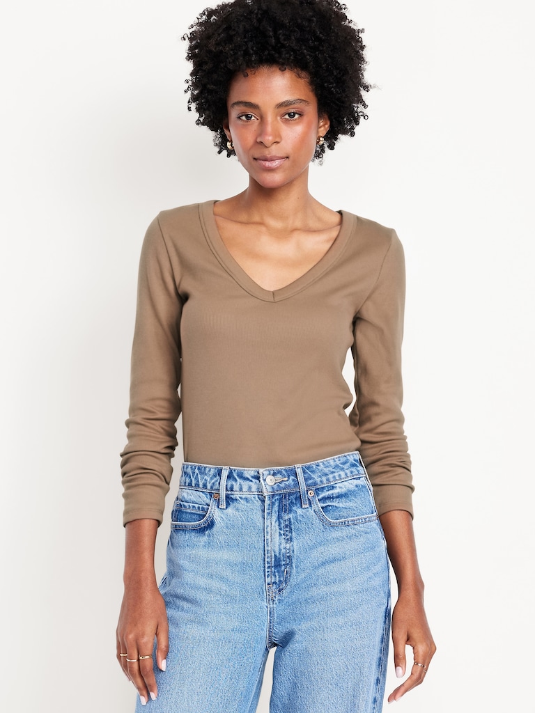 Cozy Snug Long-Sleeve V-Neck T-Shirt