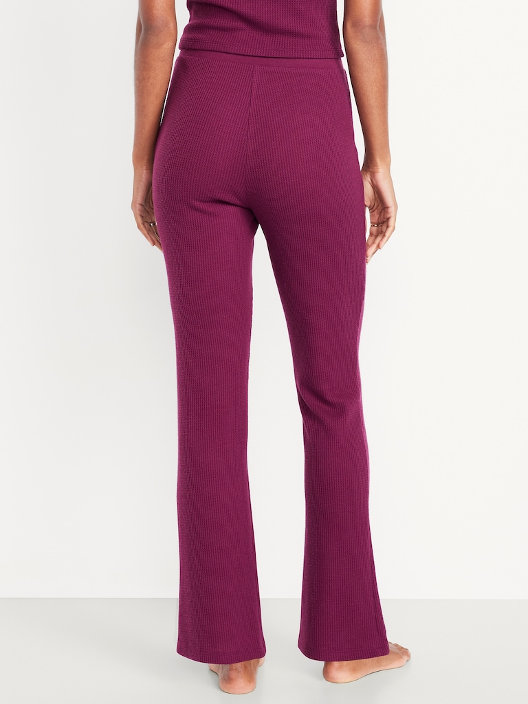 High-Waisted Cozy Waffle Flare Pants