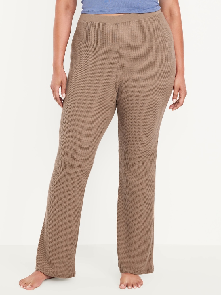 High-Waisted Cozy Waffle Flare Pants