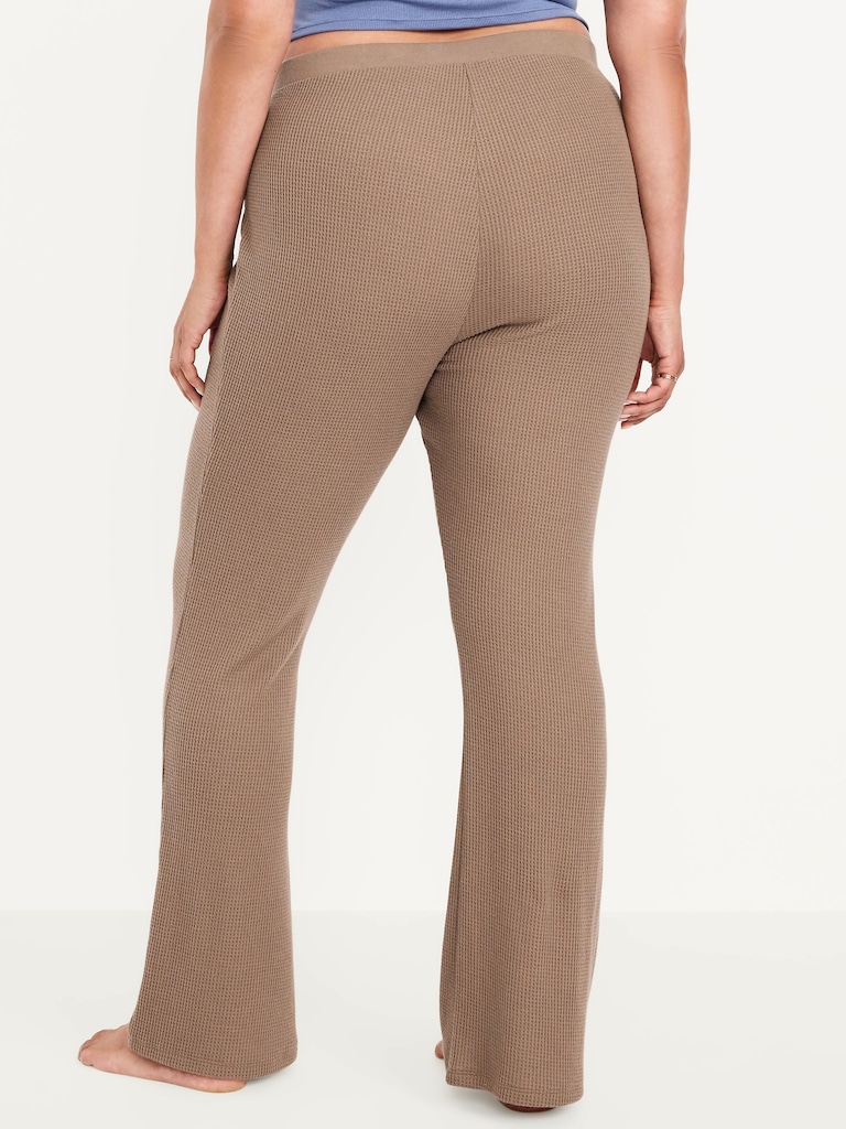 High-Waisted Cozy Waffle Flare Pants