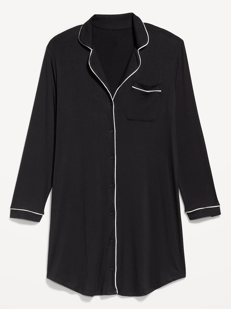 Long-Sleeve Knit Sleep Shirt