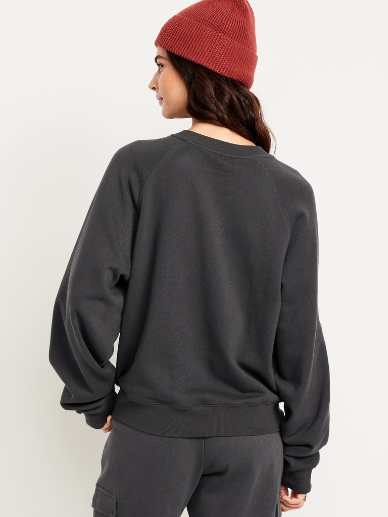 Chandail en coton ouaté surdimensionné à manches raglan et à imprimé PurConfort