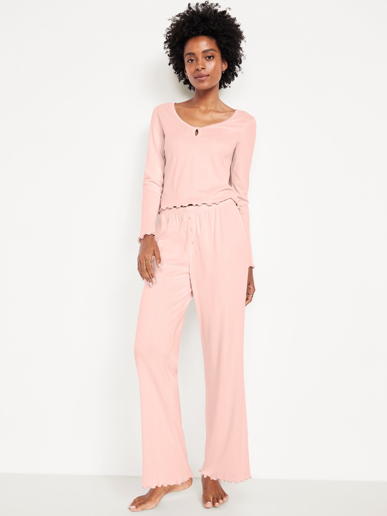 High-Waisted Cozy Rib Pajama Pants