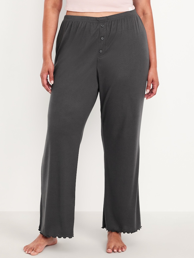 High-Waisted Cozy Rib Pajama Pants