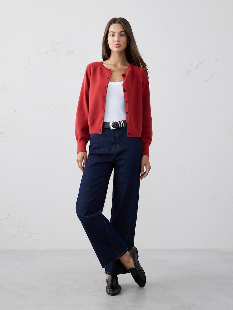 Volume-Sleeve Cardigan Sweater