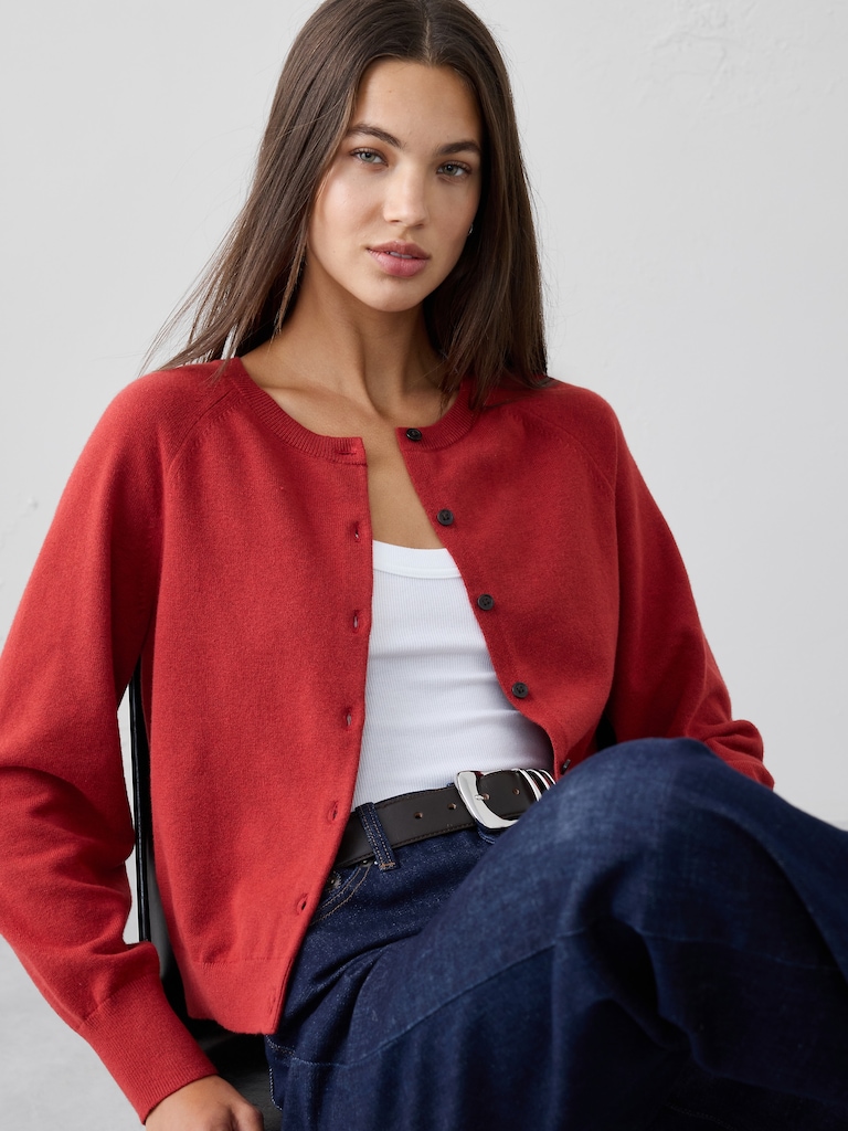 Volume-Sleeve Cardigan Sweater