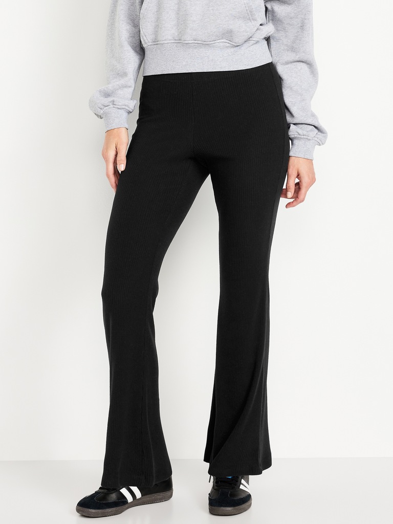 High-Waisted Fashion Ribbed Flare Leggings