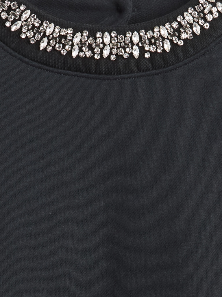 VintageSoft Jewel-Neck Crop Sweatshirt