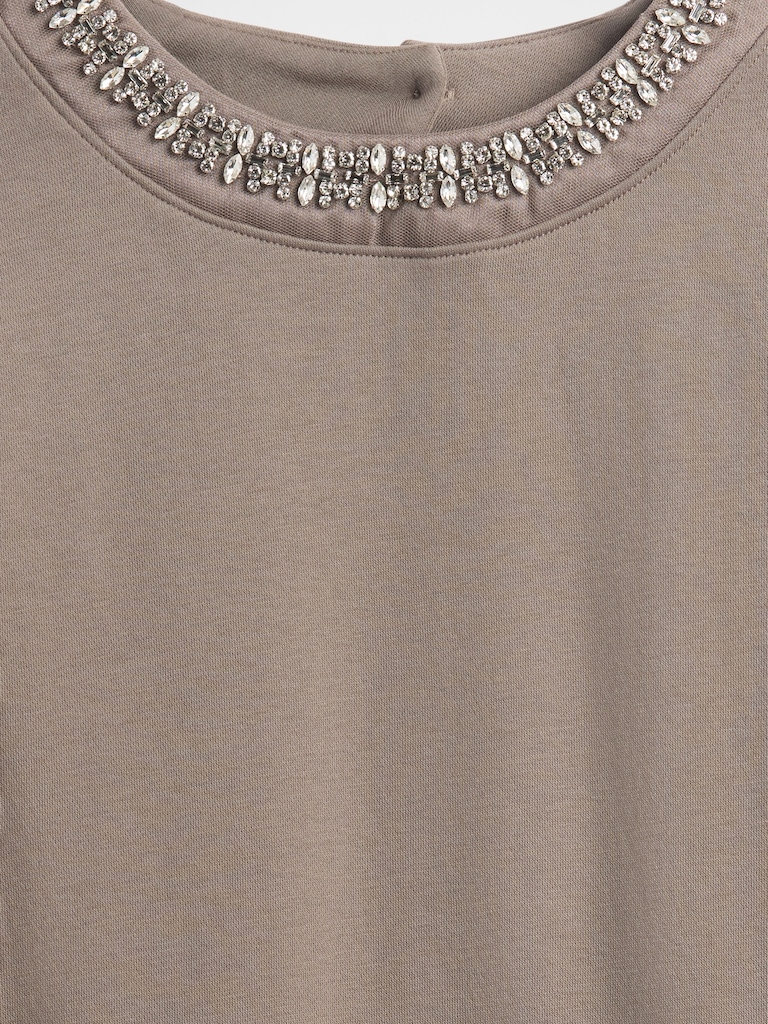 VintageSoft Jewel-Neck Crop Sweatshirt