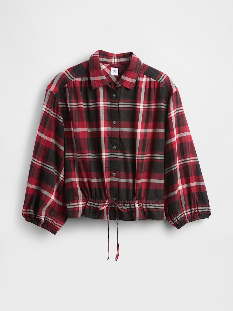 Flannel Tie-Waist Top