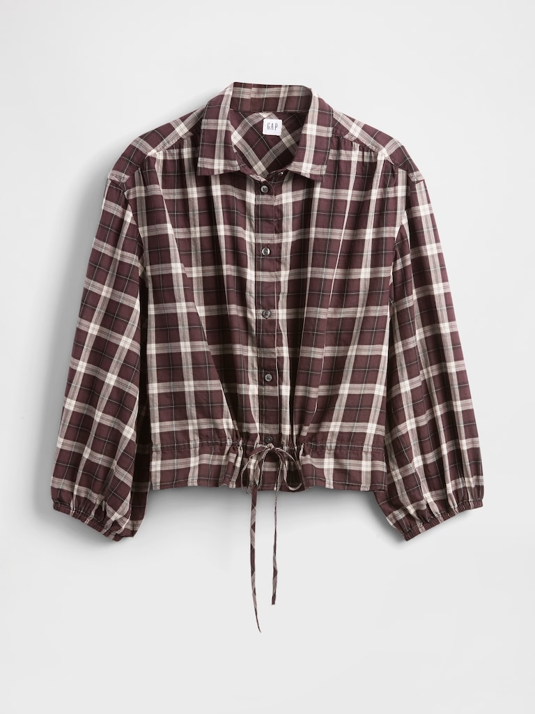 Flannel Tie-Waist Top