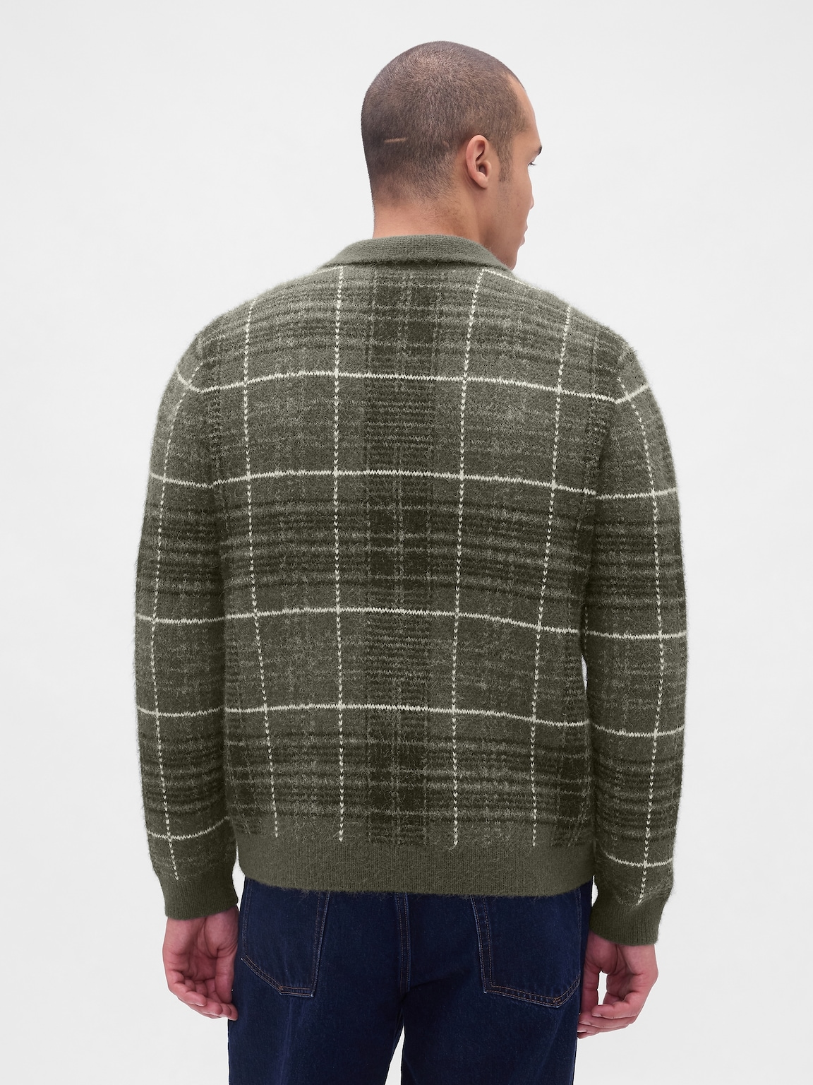 Brushed Plaid Zip Sweater