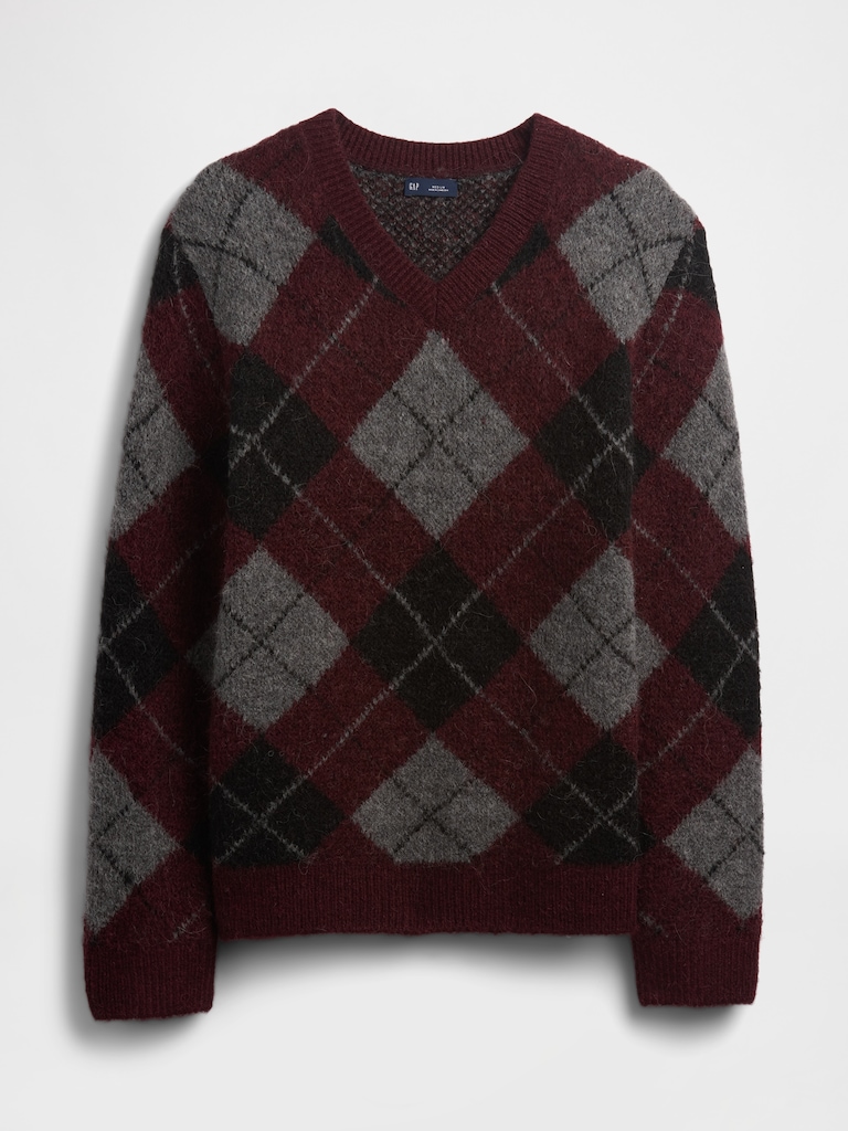 Brushed Argyle Sweater