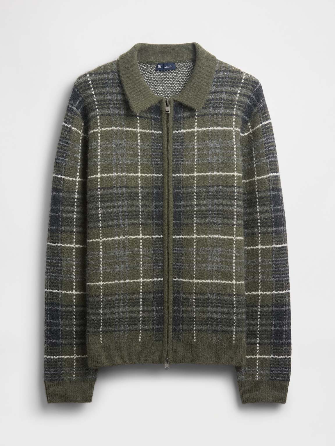 Brushed Plaid Zip Sweater