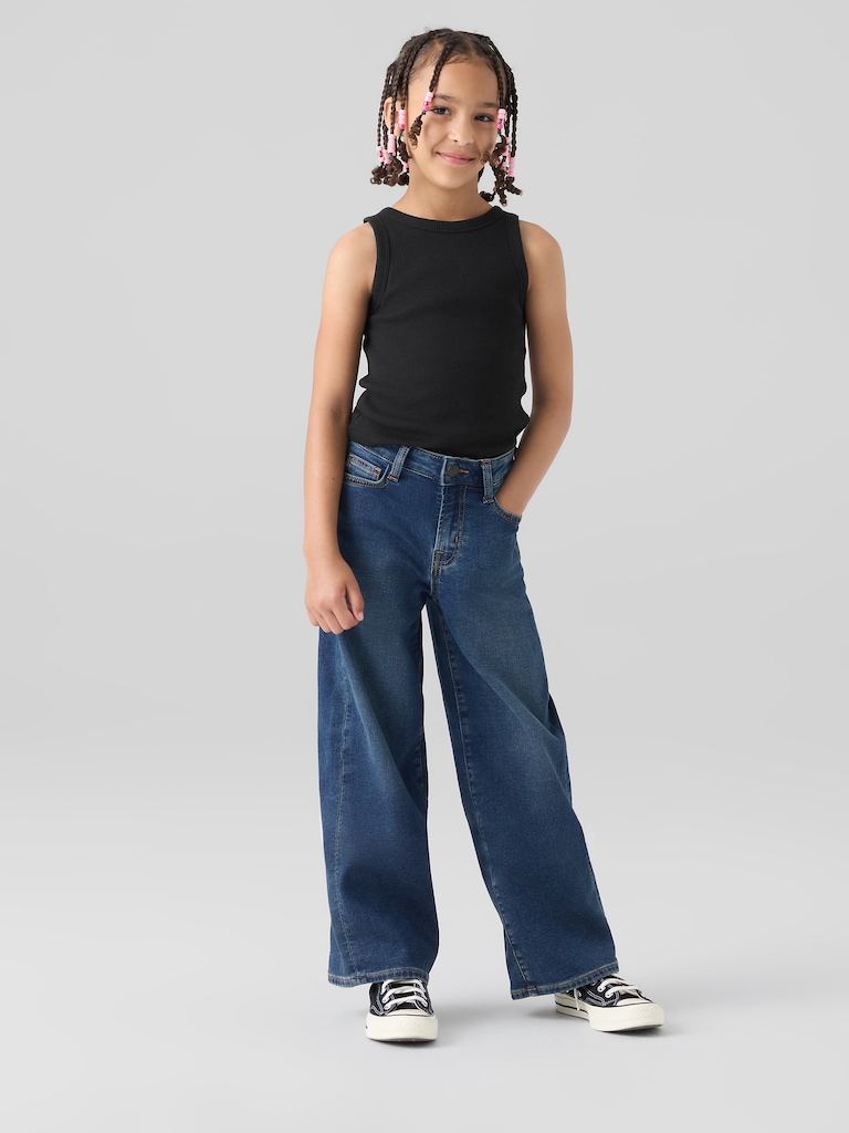 Kids High Rise Wide-Leg Ankle Sweatpant Jeans