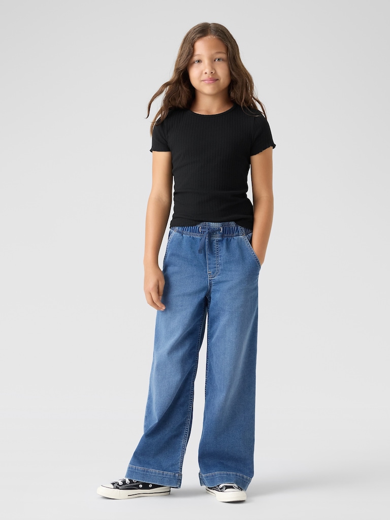 Kids High Rise Pull-On Wide-Leg Sweatpant Jeans