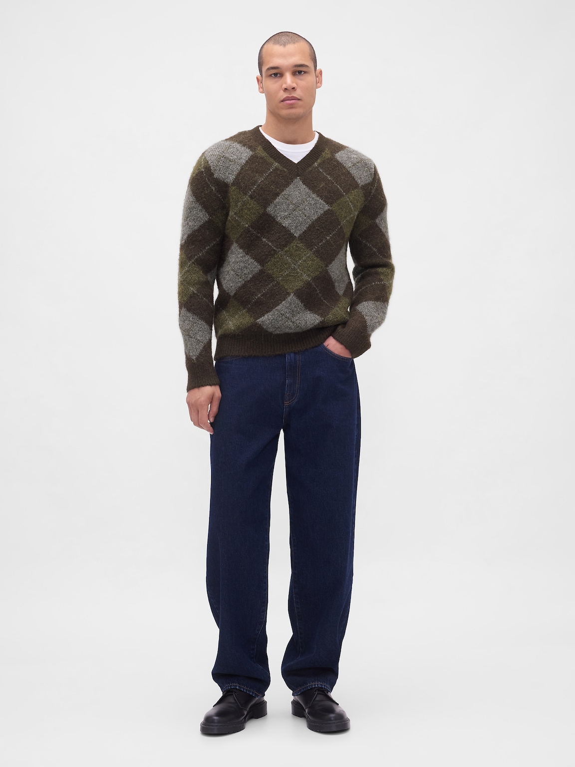 Brushed Argyle Sweater