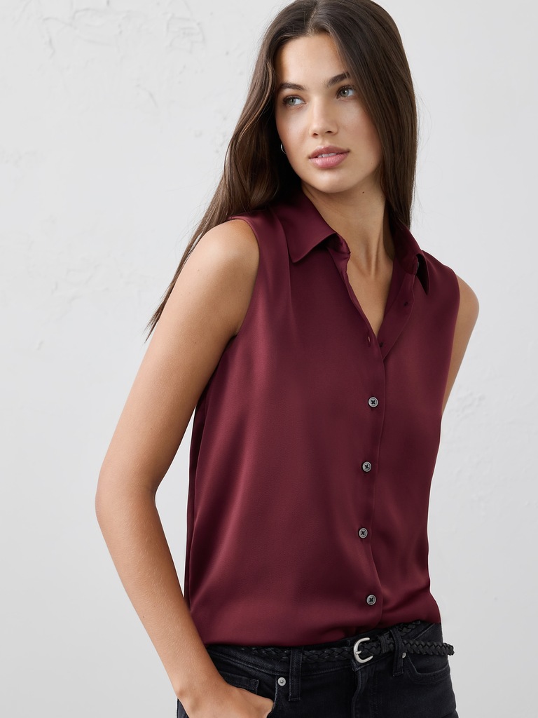 Silky Collared Top