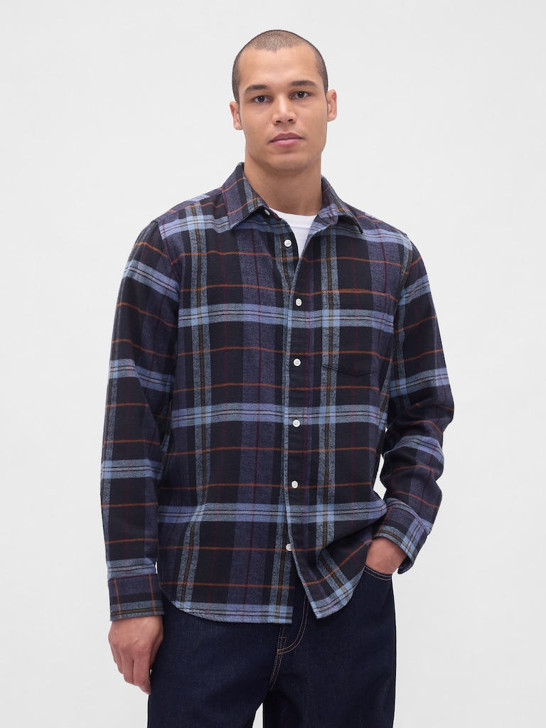 Organic Cotton Relaxed Flannel Shirt