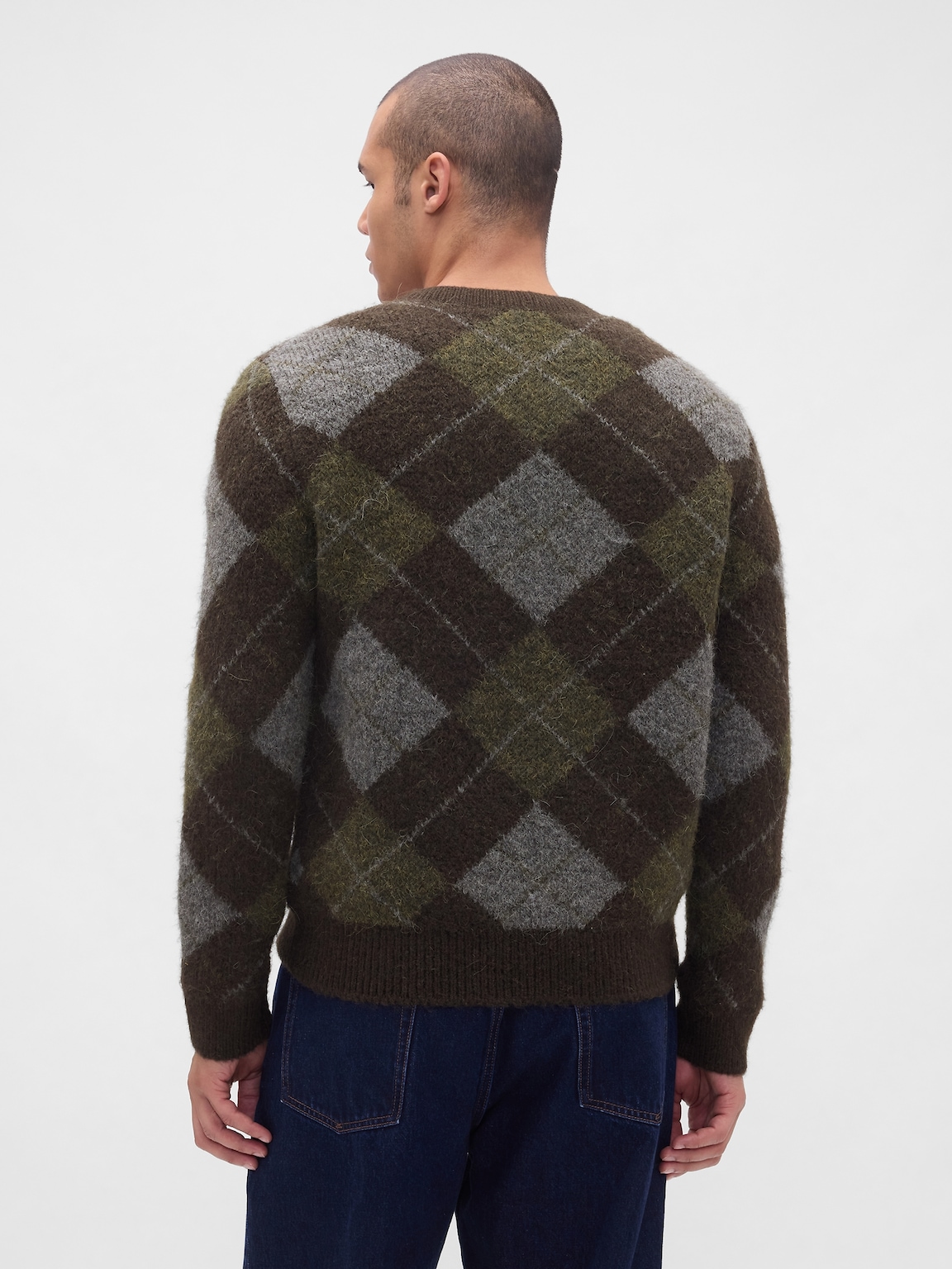 Brushed Argyle Sweater