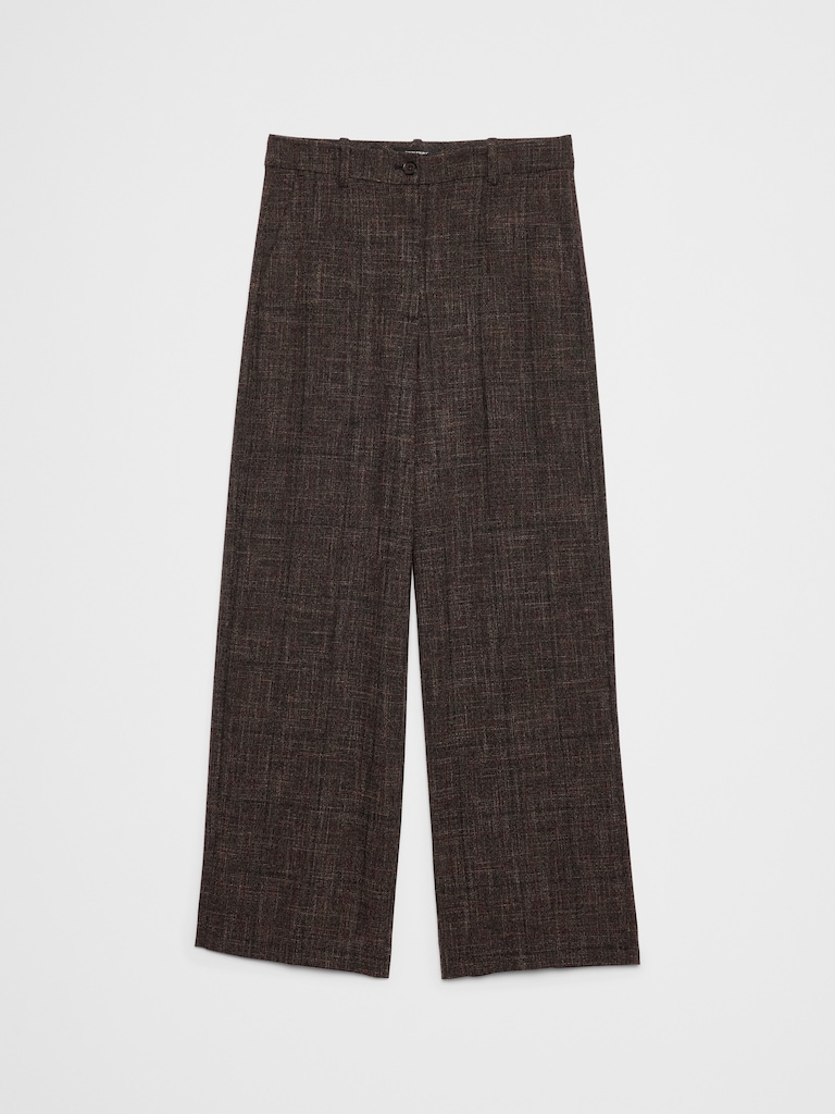Wide-Leg High-Rise Plaid Trouser