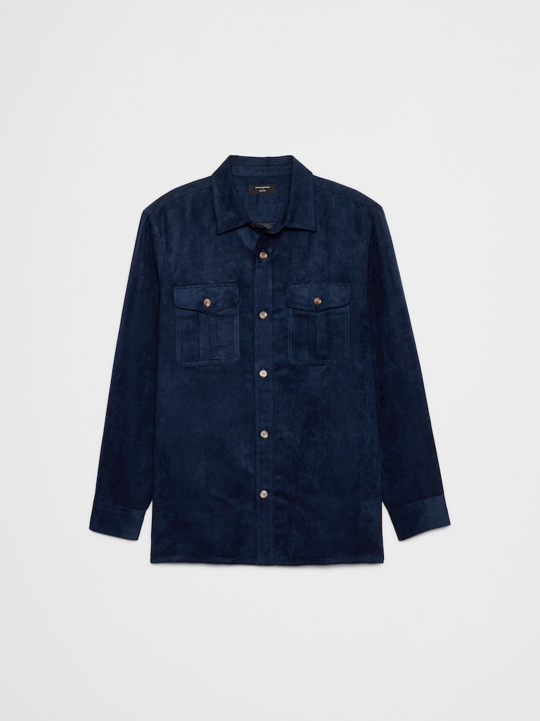 Relaxed-Fit Vegan Suede Overshirt
