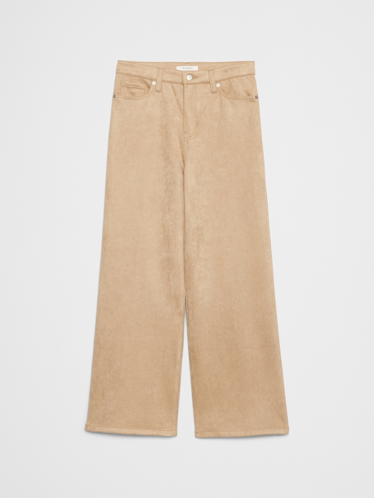 Wide-Leg High-Rise Vegan Suede Pant