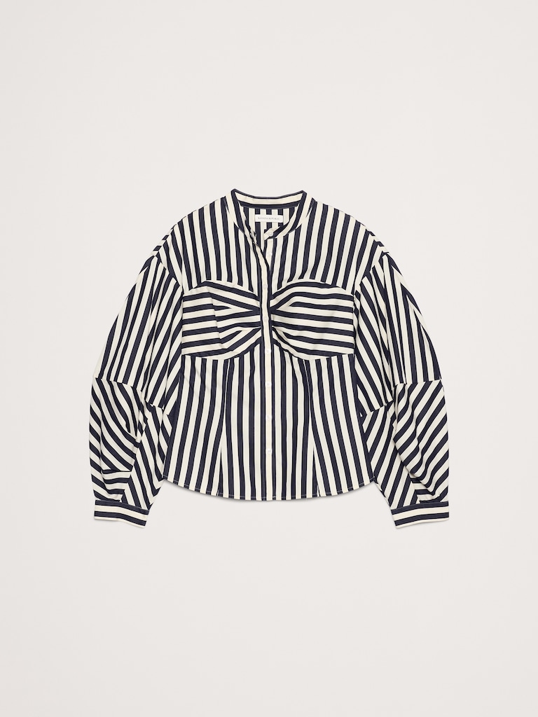 CHEMISIER À MANCHES BALLONS EN POPELINE DE COTON