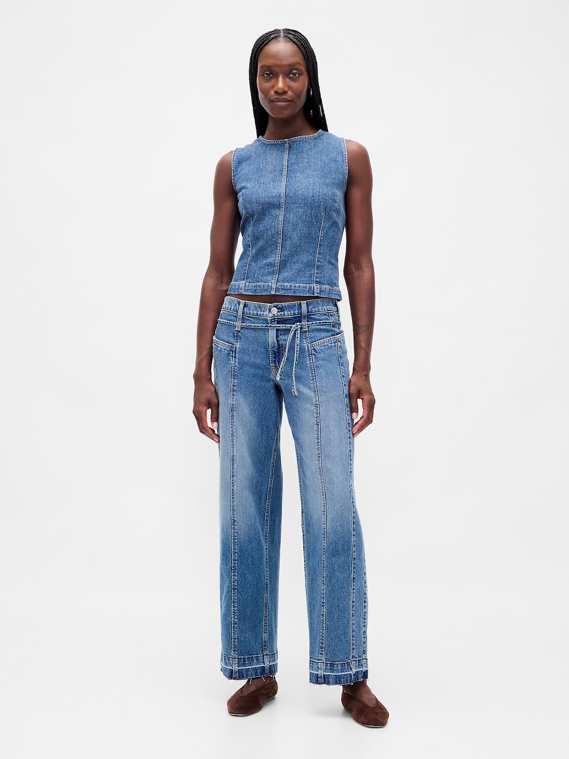 Denim Crop Shell Tank Top