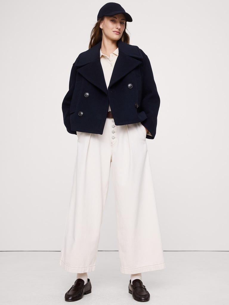 Italian Melton Wool-Blend Peacoat