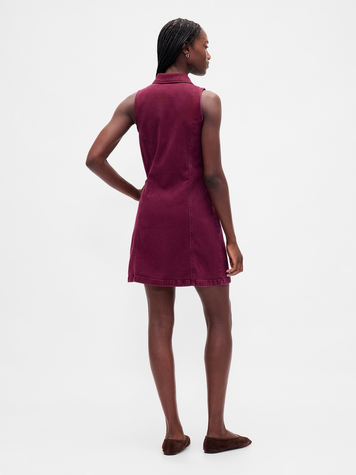 Denim Collared Shift Mini Dress