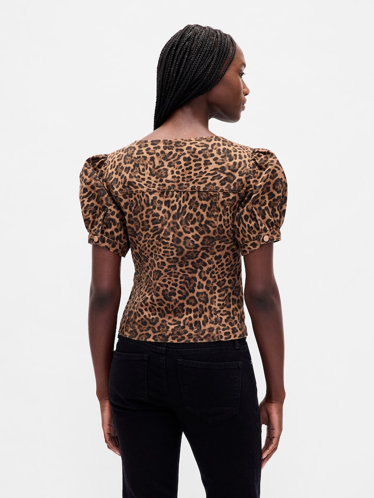 Puff-Sleeve Seamed Top