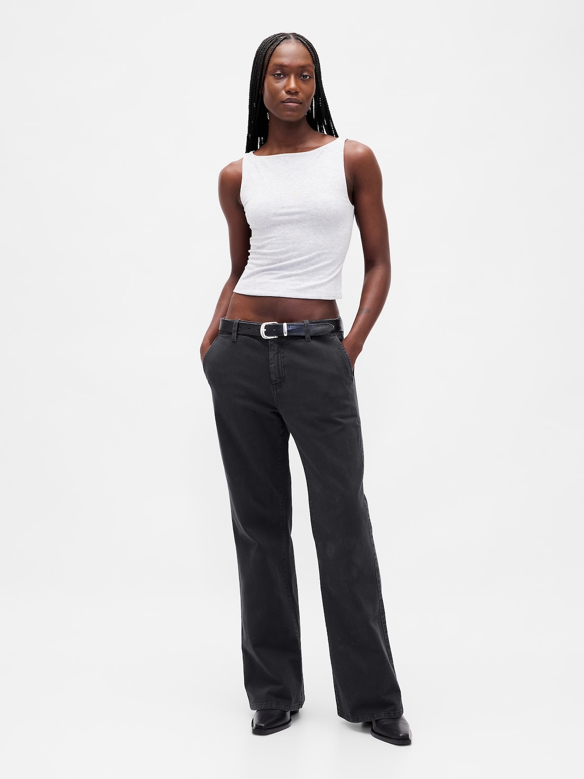 Low Rise Relaxed Flare Khakis
