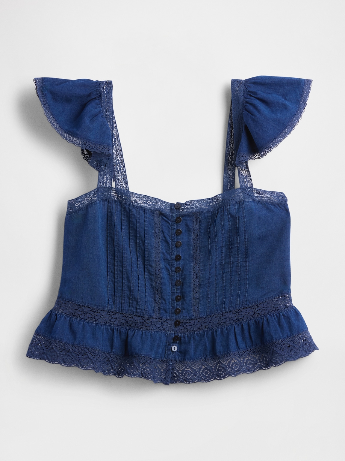 Lace Ruffle Voile Peplum Crop Top