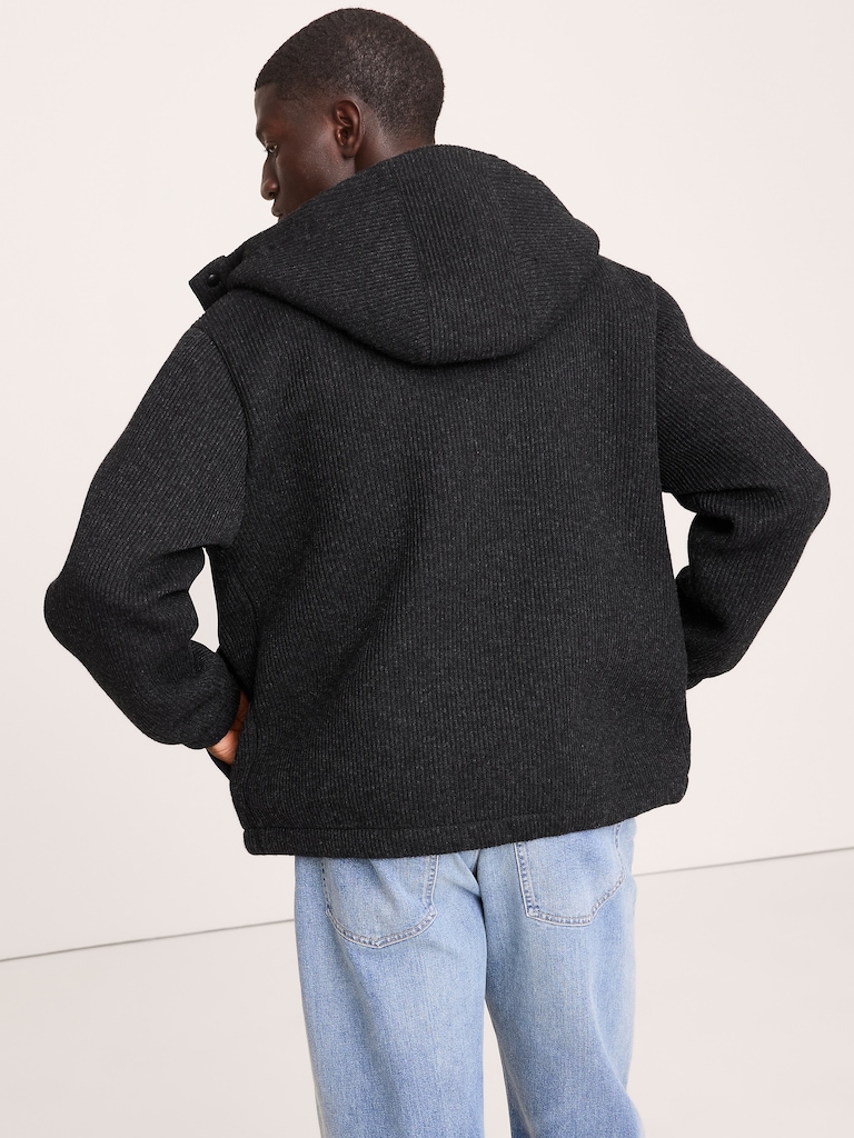 Ribbed Wool-Blend Scuba Stadium Jacket