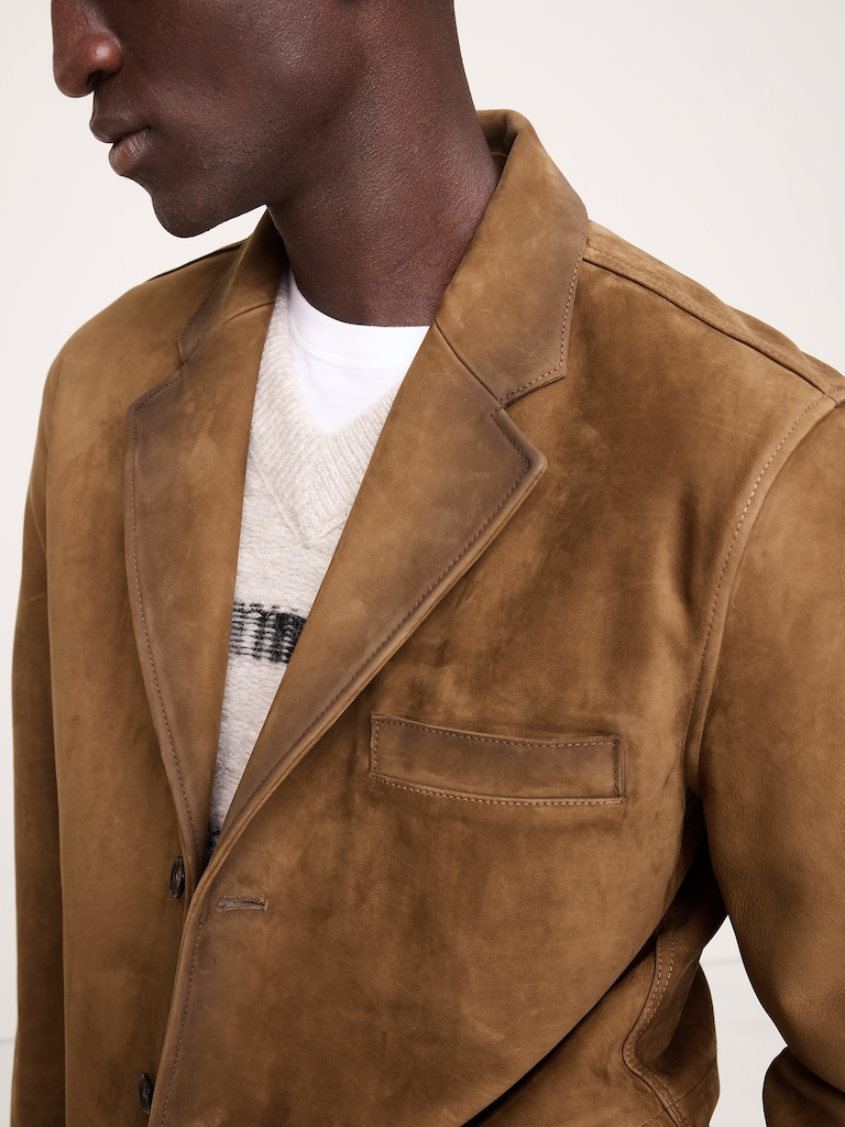 Relaxed Nubuck Leather Blazer