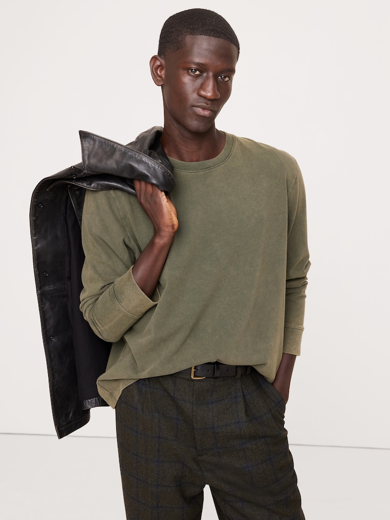 Sueded Cotton Long-Sleeve T-Shirt