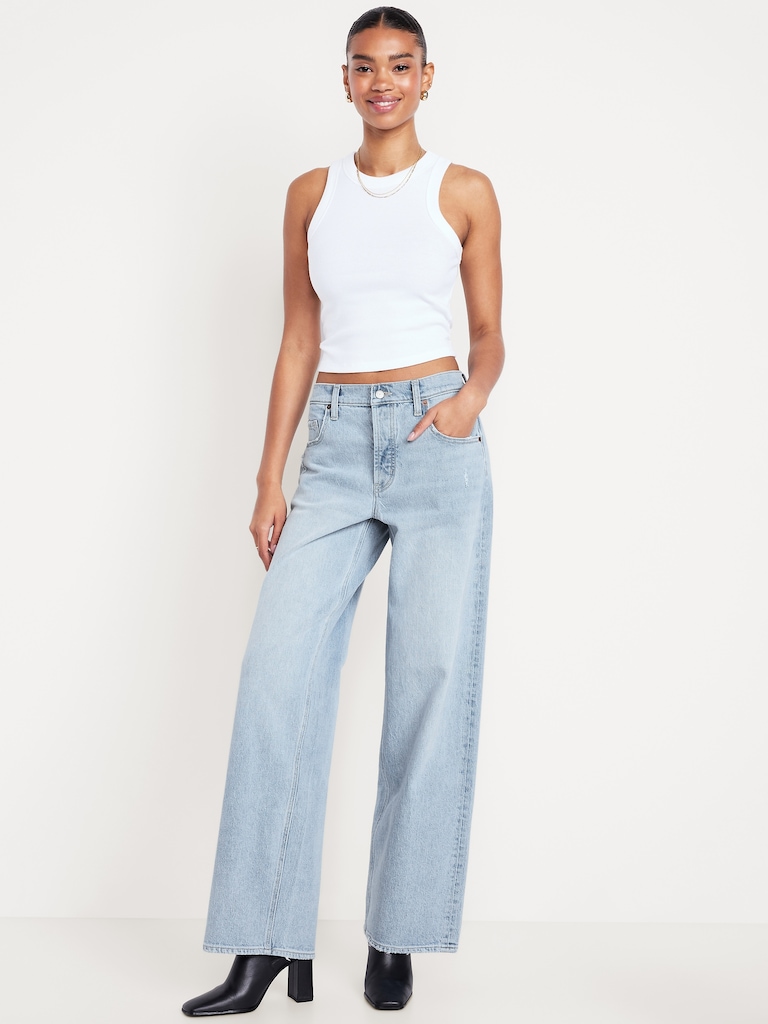 Mid-Rise Slouchy Wide-Leg Jeans