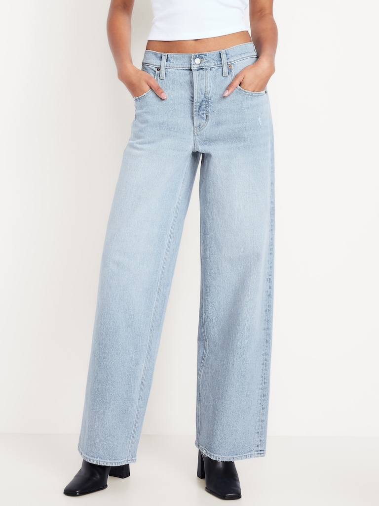 Mid-Rise Slouchy Wide-Leg Jeans
