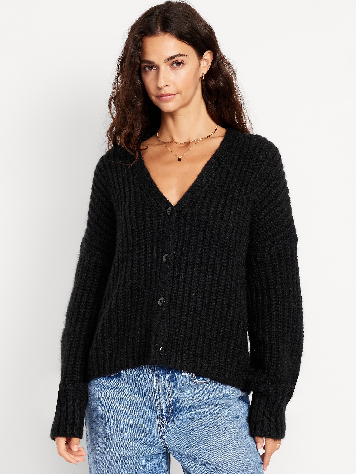 Wool-Blend V-Neck Cardigan Sweater