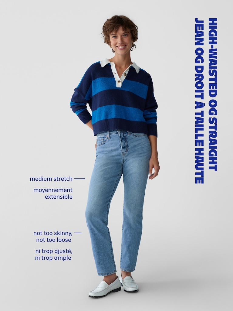 High-Waisted Button-Fly OG Straight Ankle Jeans