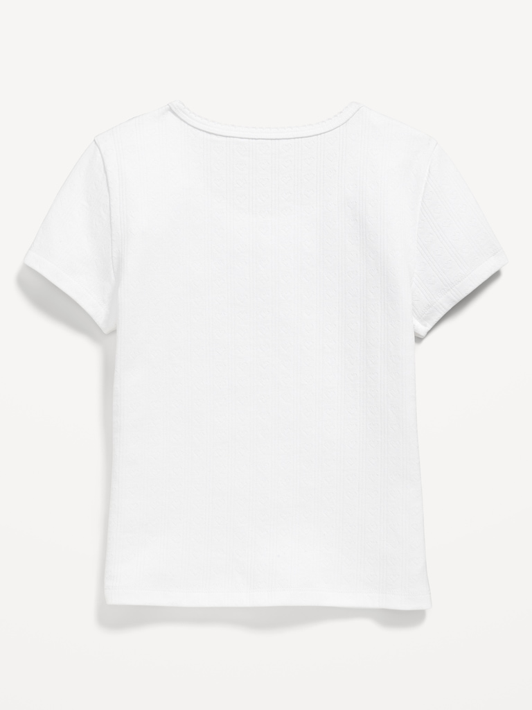 Short-Sleeve Pointelle-Knit Top for Girls